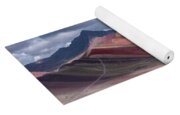 Rainbow Mountain Range Under Cloudy Skies Yoga Mat