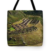 Ancient Terraces And Ruins In Andes Mountains Tote Bag