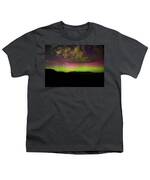 Vibrant Aurora Over Wasatch Mountain Range Youth T-Shirt