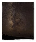 Milky Way Over Tranquil Shoreline Fleece Blanket