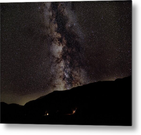 Starry Night Over Mountain Landscape Metal Print