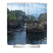Serene Coastal Rocky Landscape Shower Curtain