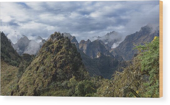 Misty Andes Mountain Range Landscape Wood Print