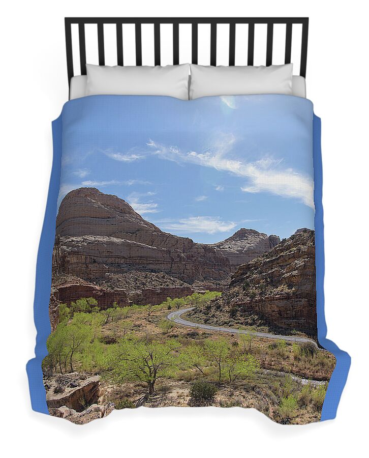 Winding Road Through Desert Canyon Duvet Cover