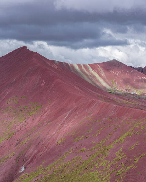 Vibrant Red Mountain Landscape Art Print