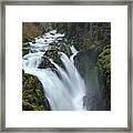 Serene Flow Through Mossy Forest Framed Print