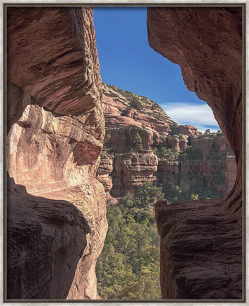 Canyon View Framed By Rocky Cliffs Framed Print
