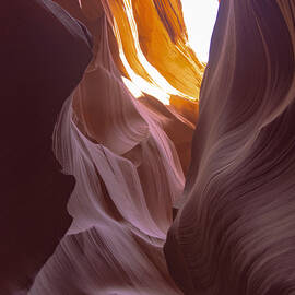 Curves of Sunlit Antelope Canyon Walls