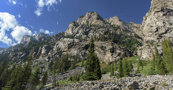 Majestic Mountain Peaks Under Blue Sky In Cascade Canyon Poster