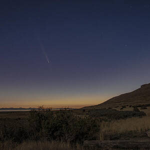 Twilight Comet Over Desert Landscape by Brandon Wichmann Twilight Comet Over Desert Landscape by Brandon Wichmann