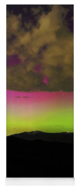 Vibrant Aurora Over Wasatch Mountain Range Yoga Mat