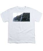 Secluded Coastal Waterfall Cascade Youth T-Shirt