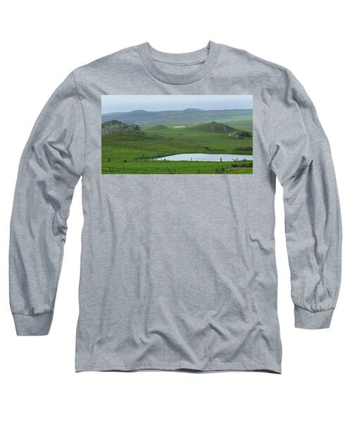 Tranquil Green Hills And Distant Sea Long Sleeve T-Shirt