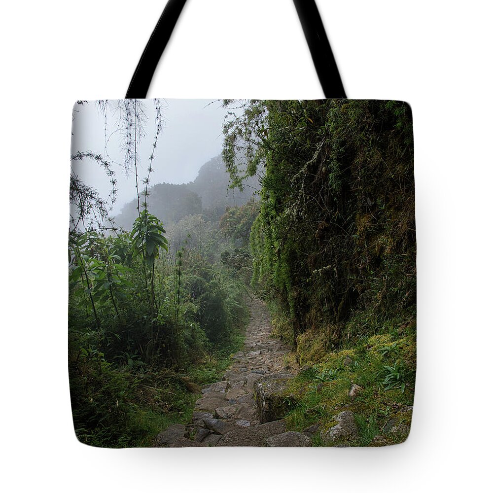 Misty Forest Pathway On The Inca Trail Tote Bag