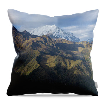 Majestic Andes Mountain Peaks Under Cloudy Sky Throw Pillow
