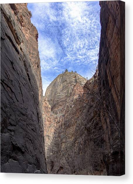 Towering Canyon Cliffs and Blue Sky Canvas Art Print by Brandon Wichmann
