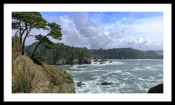 Coastal Serenity With Rugged Cliffs Framed Print