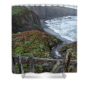 Rocky Coastline With Vibrant Foliage Shower Curtain