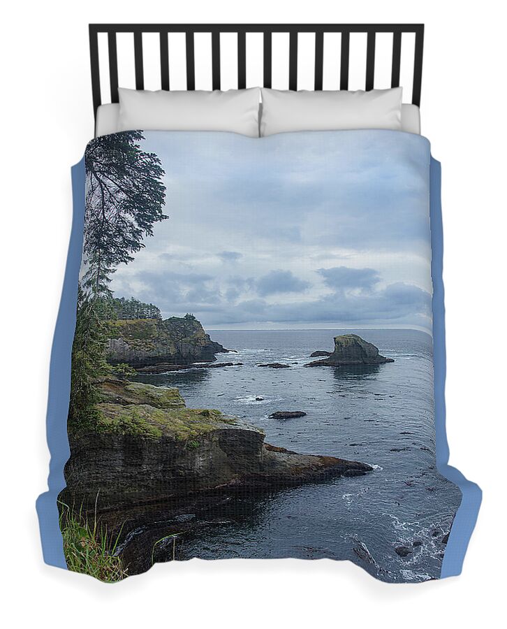 Rugged Coastal Landscape with Cliffs Duvet Cover