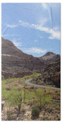 Winding Road Through Desert Canyon Bath Towel