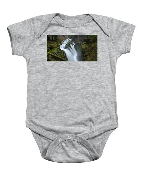 Serene Flow Through Mossy Forest Baby One-Piece