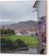 Street Scene with Colorful Mural Wood Print