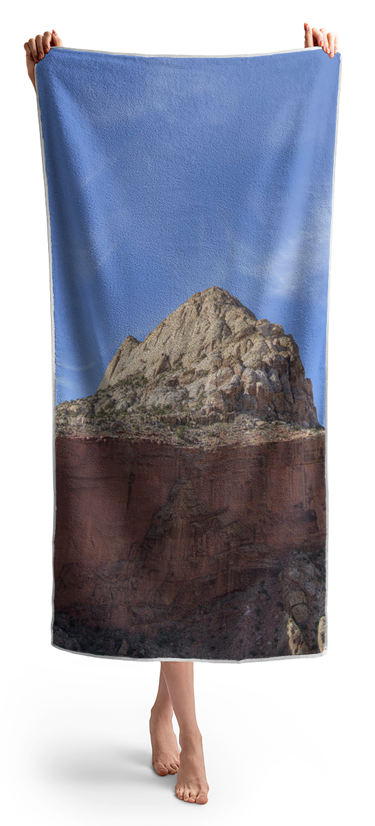 Majestic Mountain Peak Under Blue Sky Beach Towel