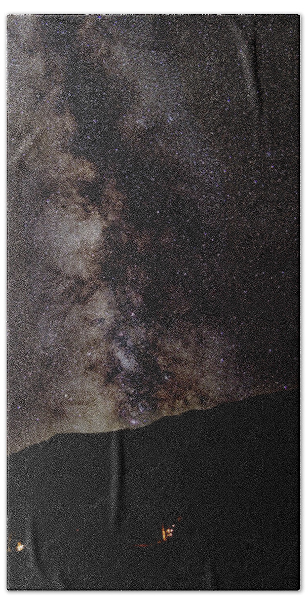 Starry Night Over Mountain Landscape Bath Towel