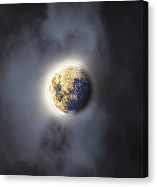 Celestial Moon in Ethereal Glow Canvas Art Print by Brandon Wichmann
