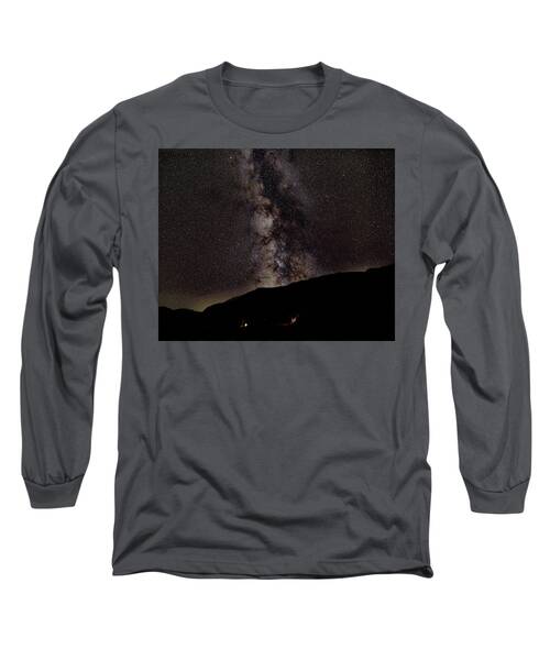 Starry Night Over Mountain Landscape Long Sleeve T-Shirt