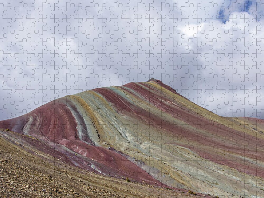 Colorful Mountain Range Under Cloudy Sky Jigsaw Puzzle