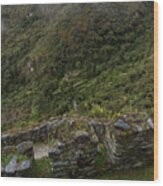 Misty Mountain Ruins Wood Print