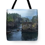 Serene Coastal Rocky Landscape Tote Bag