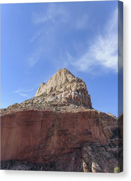 Majestic Mountain Peak Under Blue Sky Canvas Art Print by Brandon Wichmann