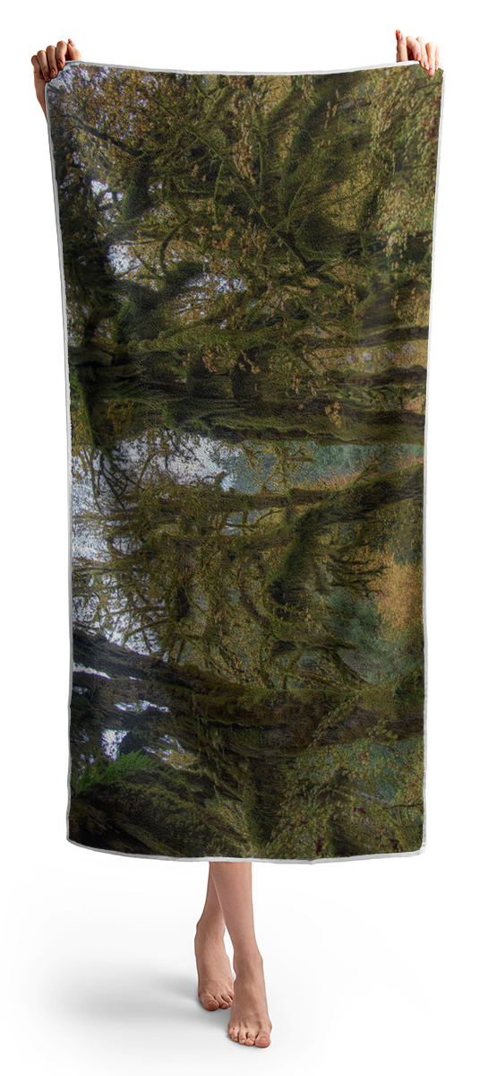 Moss-Covered Forest Trees Beach Towel