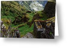Mysterious Incan Ruins In The Mountains Greeting Card