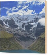 Majestic Mountain Overlooks Humantay Lake Wood Print