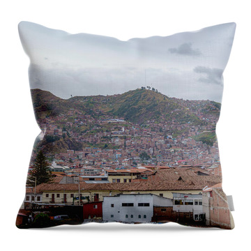 Rooftops and Hills of Cusco Throw Pillow