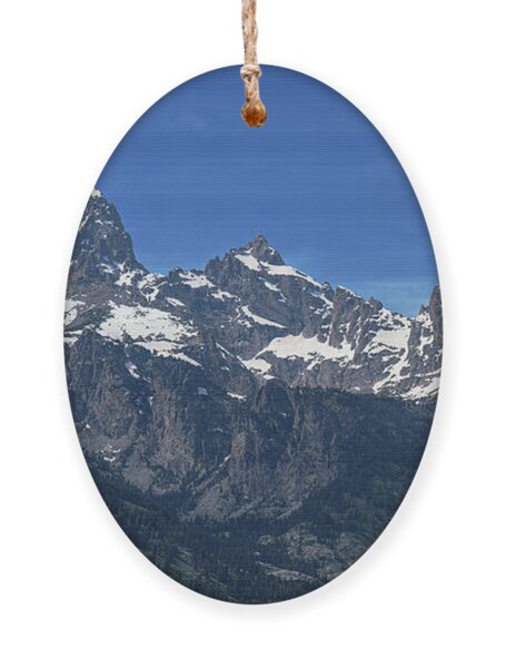 Snow-capped Teton Mountain Peaks Under Blue Sky Ornament