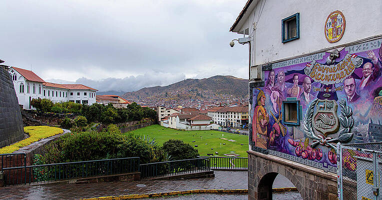 Street Scene with Colorful Mural Wall Art