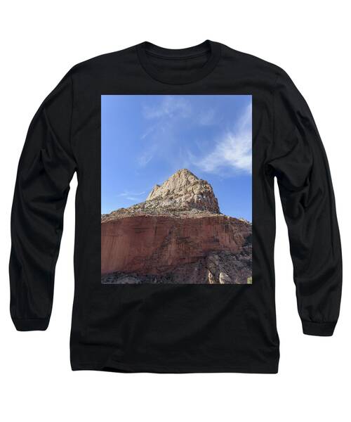 Majestic Mountain Peak Under Blue Sky Long Sleeve T-Shirt