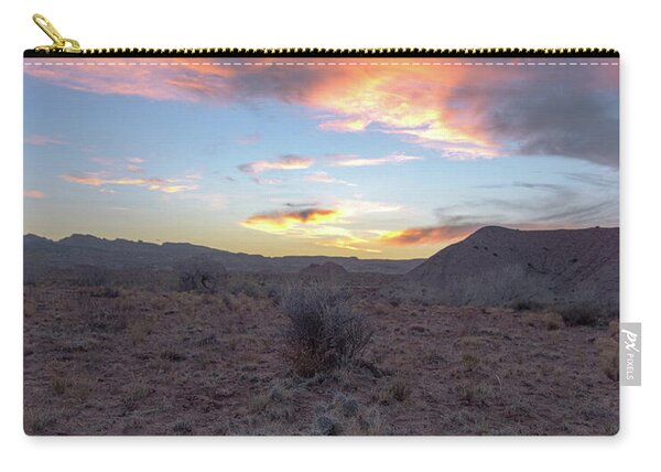 Desert Sunset Over Rugged Terrain Zip Pouch