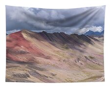 Rainbow Mountain Range Under Cloudy Skies Tapestry