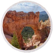 Majestic Natural Rock Arch In Bryce Canyon National Park Round Beach Towel