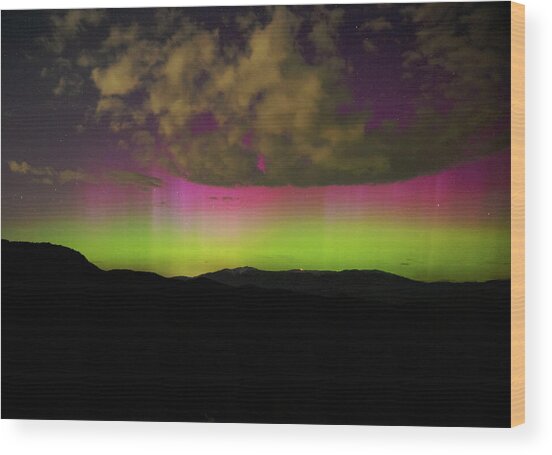 Vibrant Aurora Over Wasatch Mountain Range Wood Print