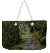 Moss-covered Path Through Lush Forest On The Inca Trail Weekender Tote Bag