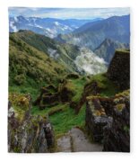 Mysterious Incan Ruins In The Mountains Fleece Blanket