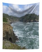 Coastal Bridge Over Rushing Waters Tapestry