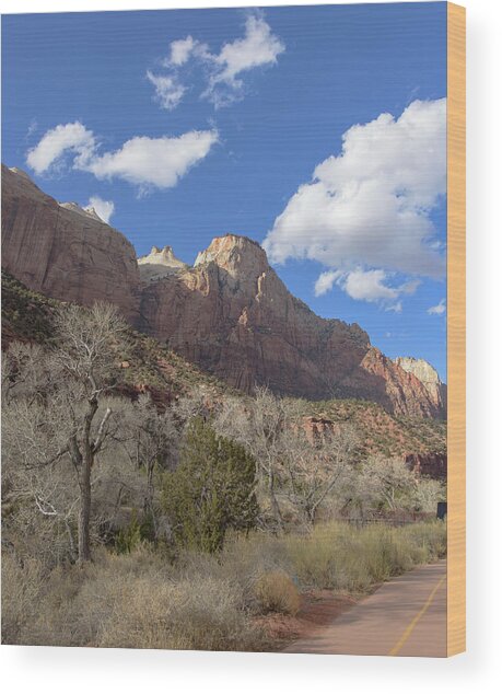 Majestic Mountain Under Clear Blue Sky Wood Print