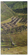 Ancient Terraces And Ruins In Andes Mountains Bath Towel